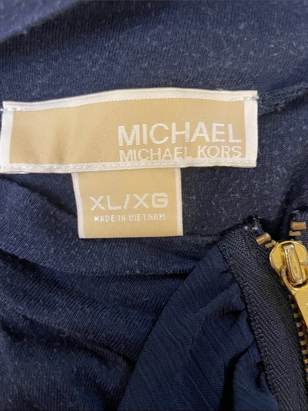 Michael Kors. XL. Sleeveless Ruffle Zip-Front Top - Navy